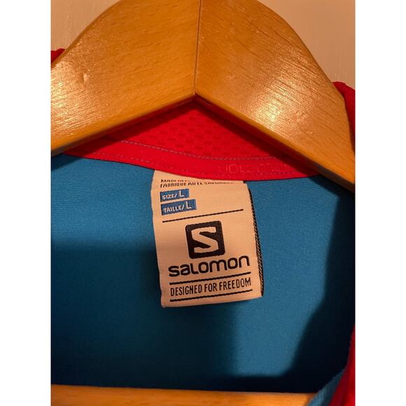 Soloman Discovery 1/2 zip midlayer Jacket blue red collared stretchy Size Large - Picture 7 of 7